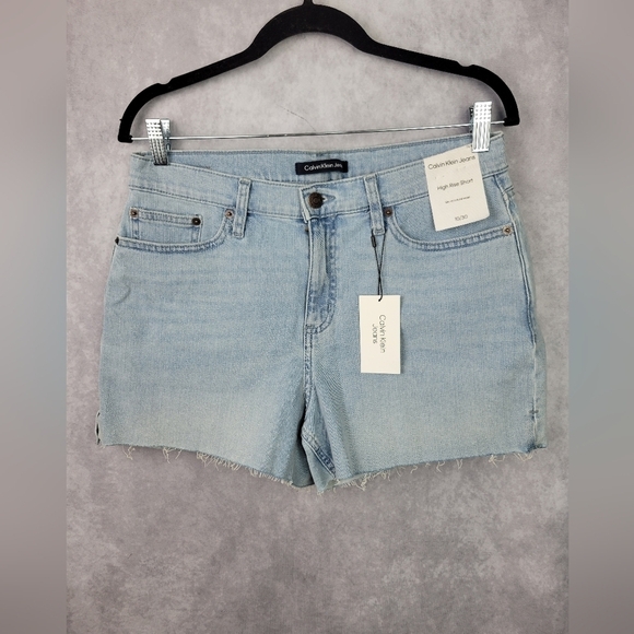 Calvin Klein Cut Off High‎ Waist Jean light wash  Shorts Women's Size 10 Cotton - Picture 1 of 13